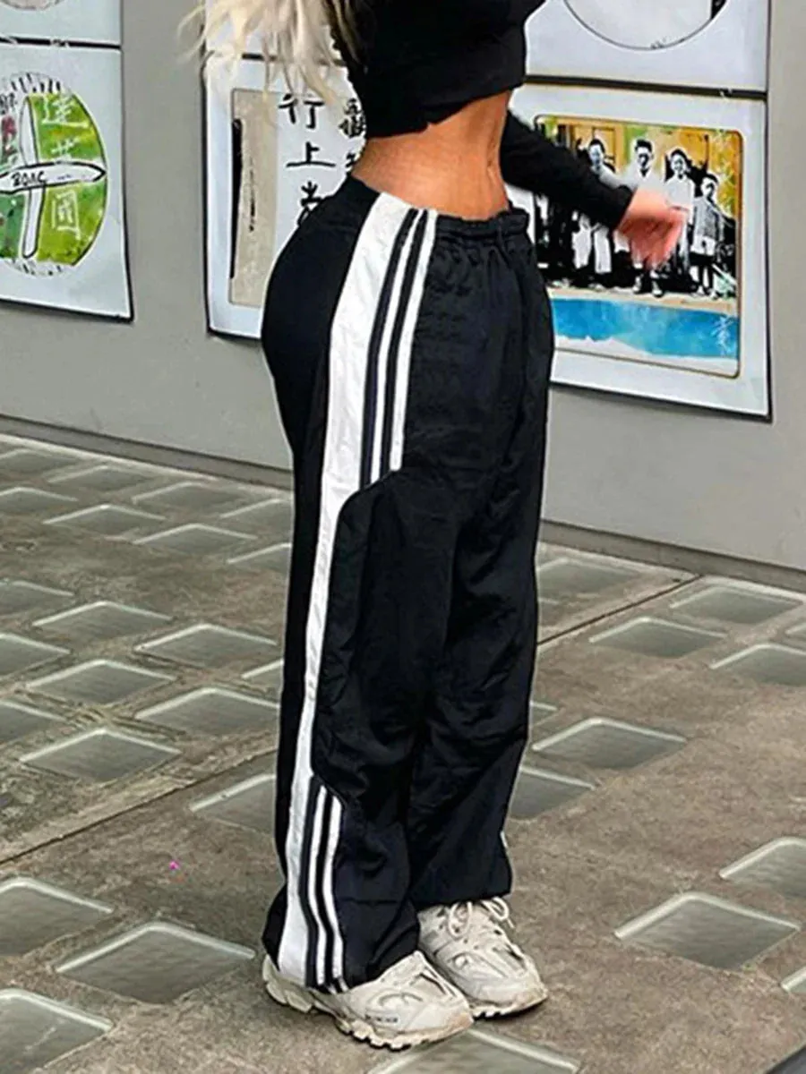 Vintage Drawstring Punk Wide Leg Streetwear Harajuku Pants