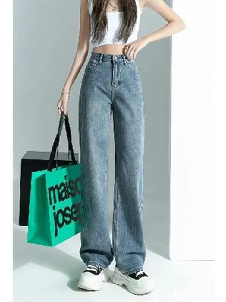 Vintage Spring High Waist Cargo Wide Leg Jeans