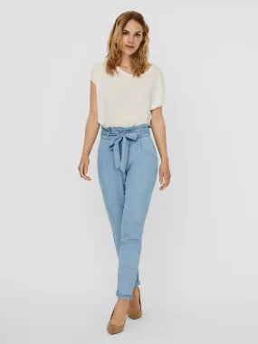 Viviana Paperbag Trousers - Light Denim Blue