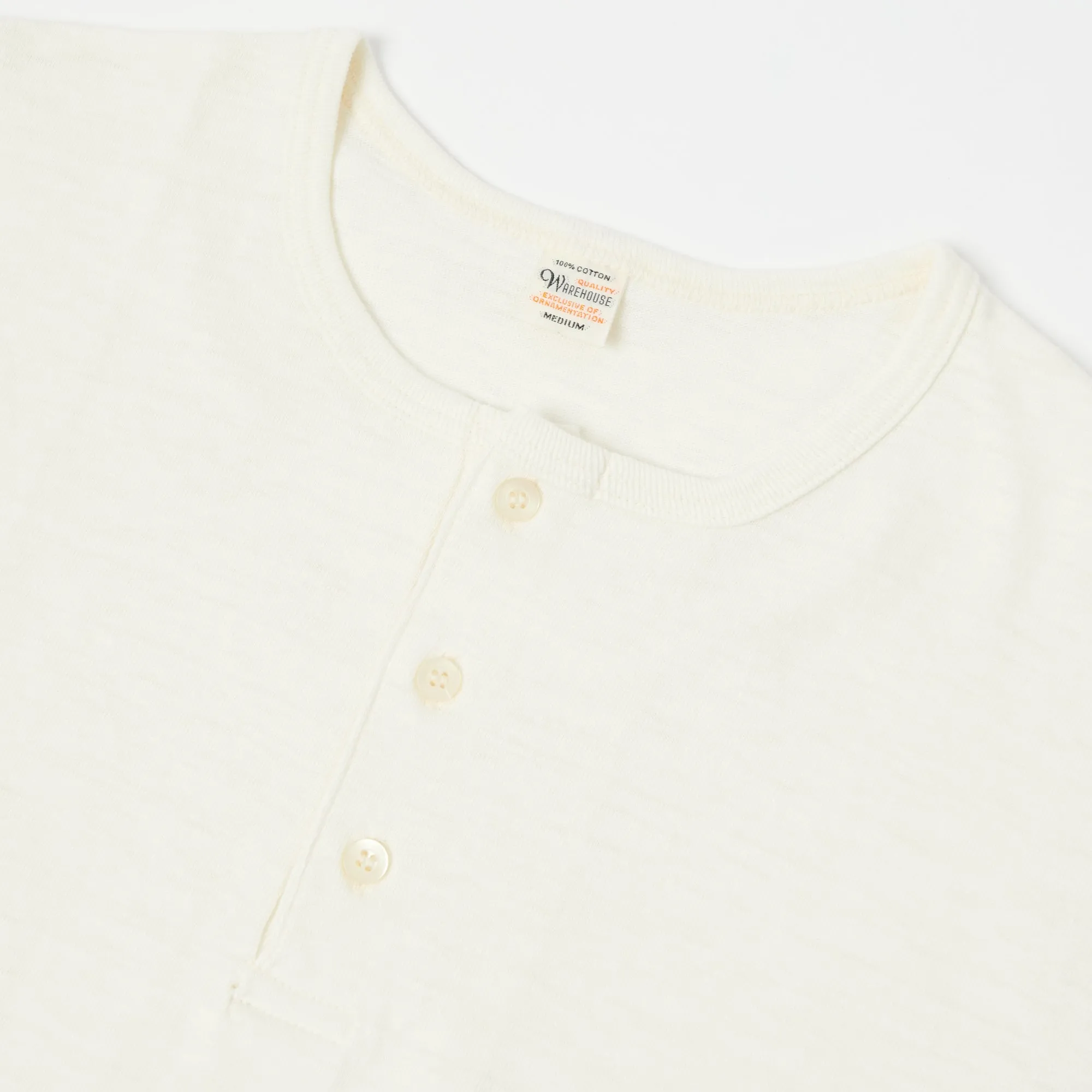 Warehouse & Co 4058 Baseball Henley - Cream/Navy