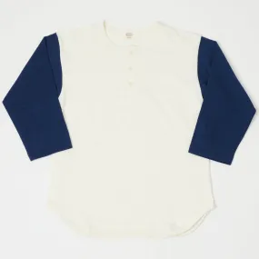 Warehouse & Co 4058 Baseball Henley - Cream/Navy