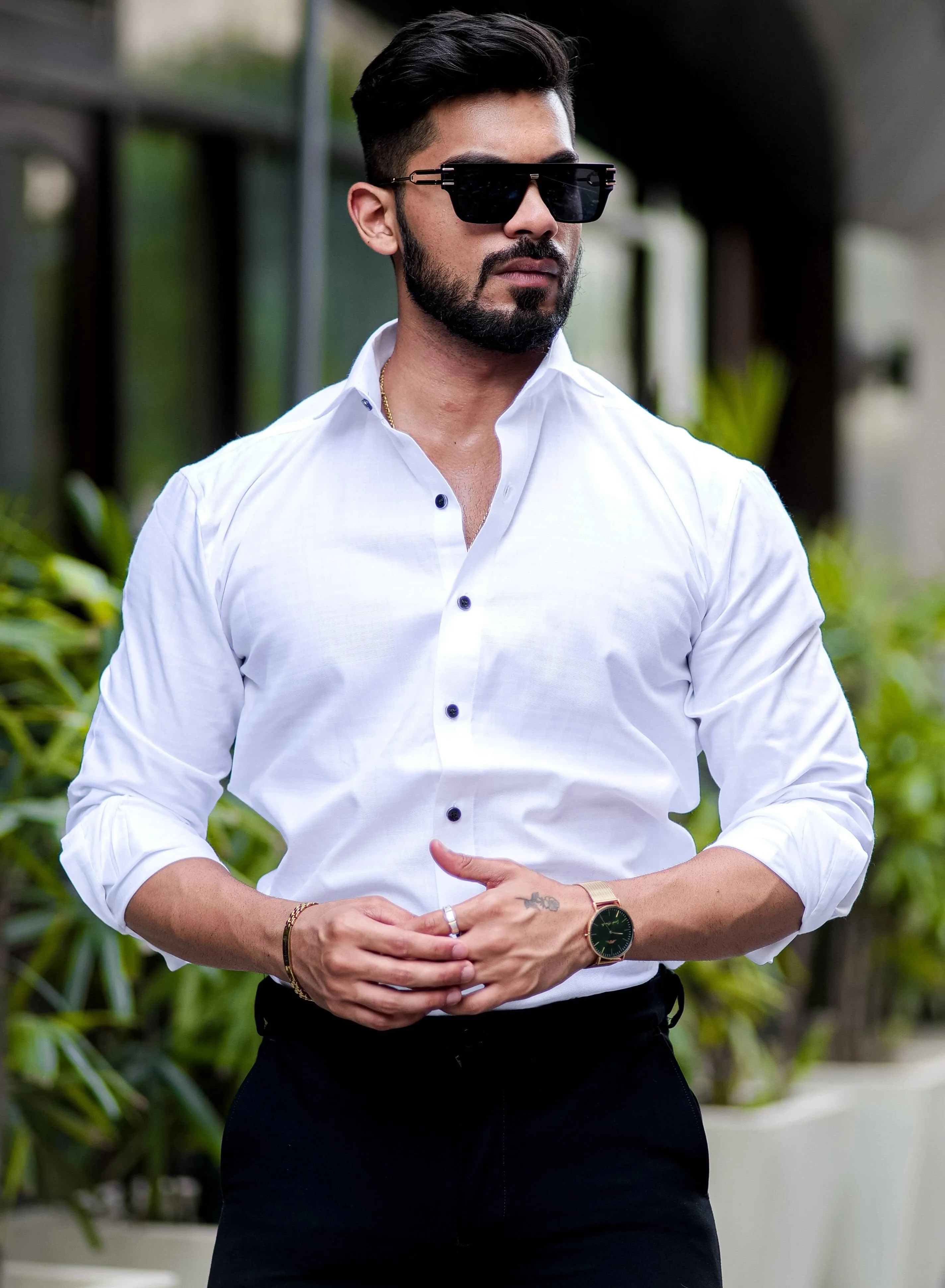 White Texture Premium Cotton Shirt