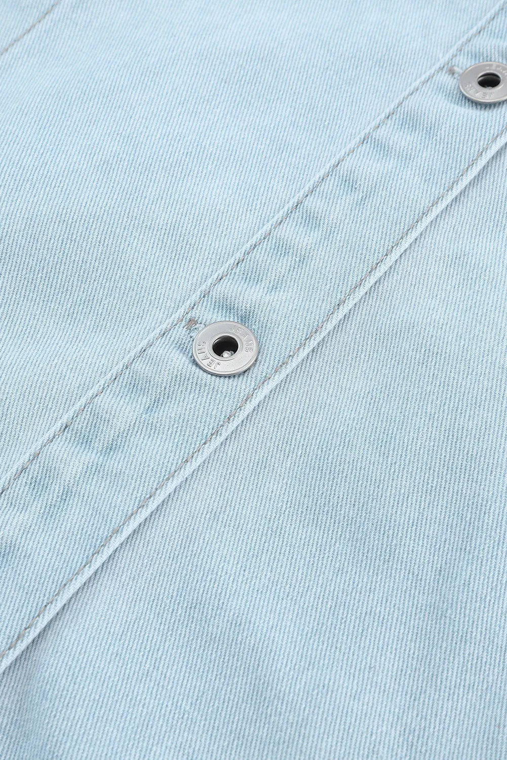 Wholesale Light Blue Flap Pocket Buttoned Raw Hem Denim Shacket