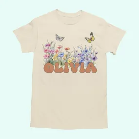 Wildflower t shirt personalized girls shirt, Blossom in Style! Vintage Wild Flower Toddler Shirt Girls wild flower shirt