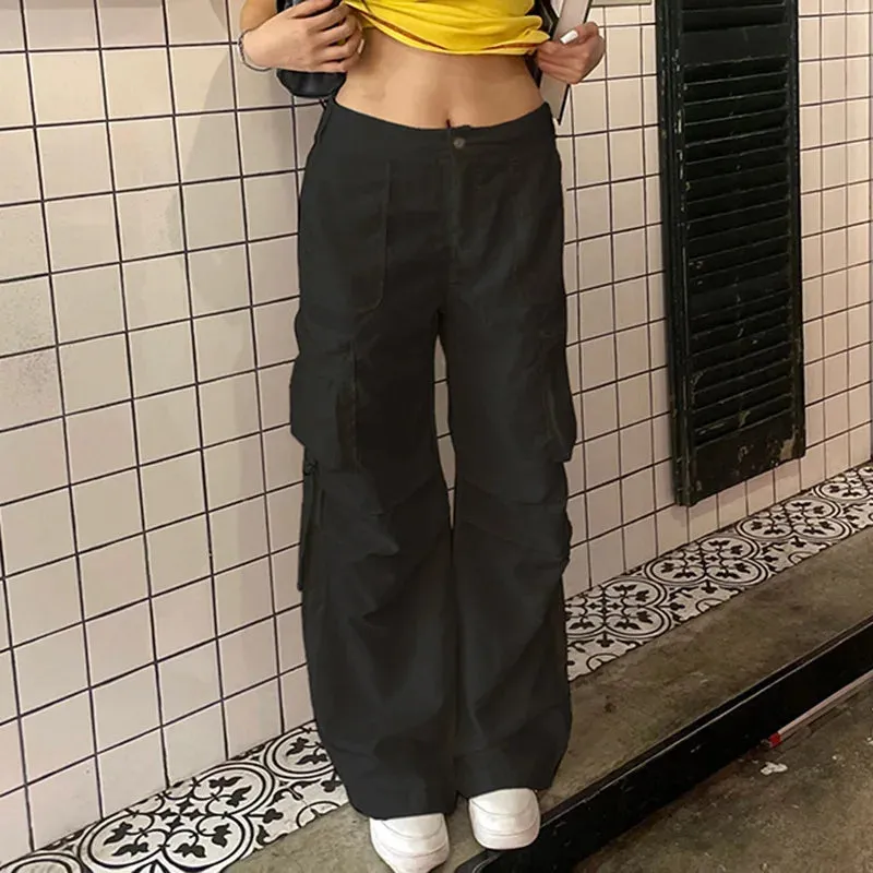 Women Harajuku Streetwear Waist Hip Hop Wide Leg Pants Y2k Oversize Vintage Pants