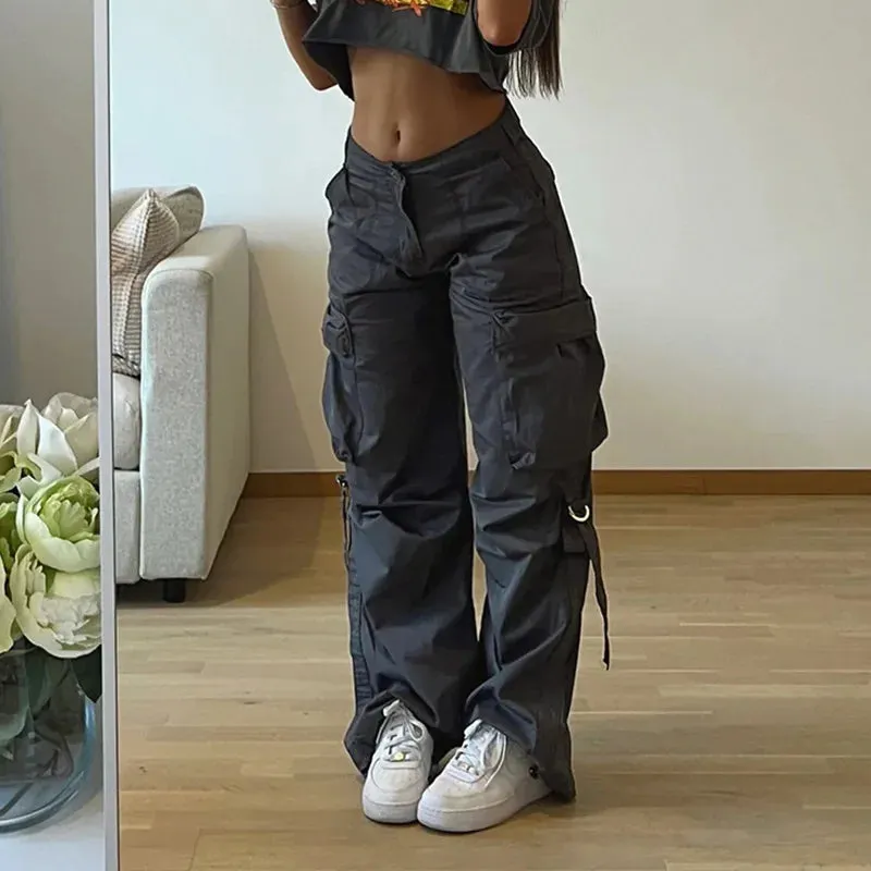 Women Harajuku Streetwear Waist Hip Hop Wide Leg Pants Y2k Oversize Vintage Pants