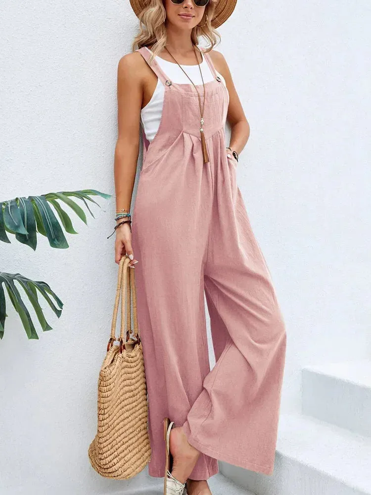 Women Loose Fit Fashion Overalls Wide Leg Baggy Bib Overalls Jumpsuit Dungarees Summer Jumpsuit Casual Elegant Overalls Summer