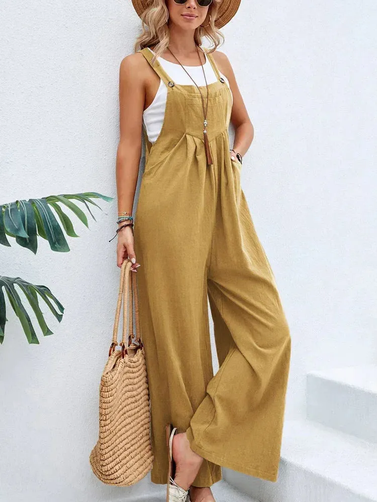 Women Loose Fit Fashion Overalls Wide Leg Baggy Bib Overalls Jumpsuit Dungarees Summer Jumpsuit Casual Elegant Overalls Summer