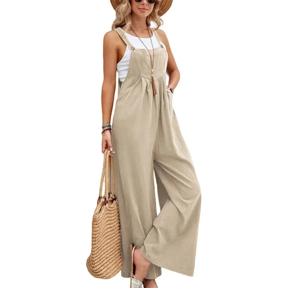 Women Loose Fit Fashion Overalls Wide Leg Baggy Bib Overalls Jumpsuit Dungarees Summer Jumpsuit Casual Elegant Overalls Summer