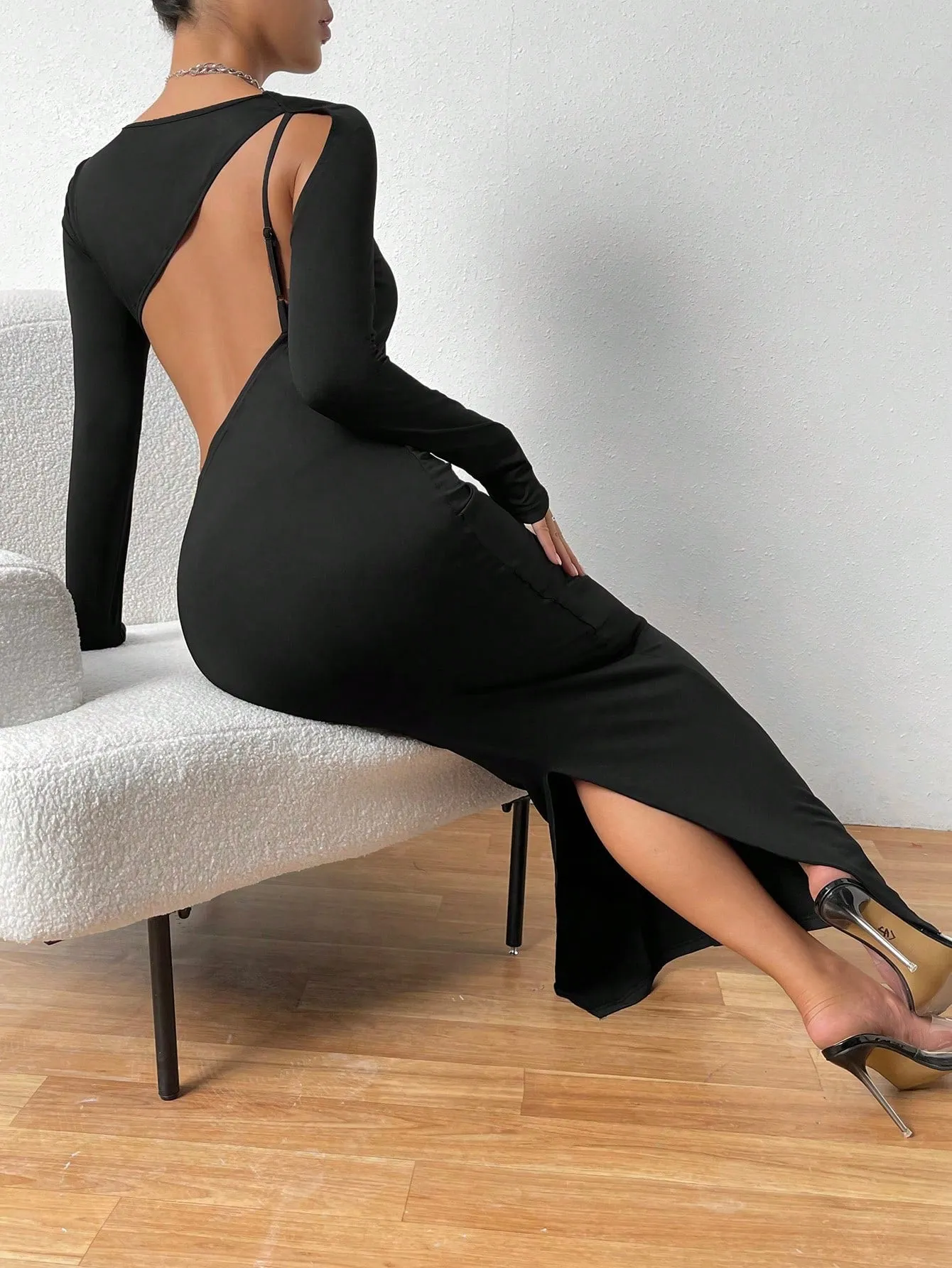 Women's Backless High Slit Dress