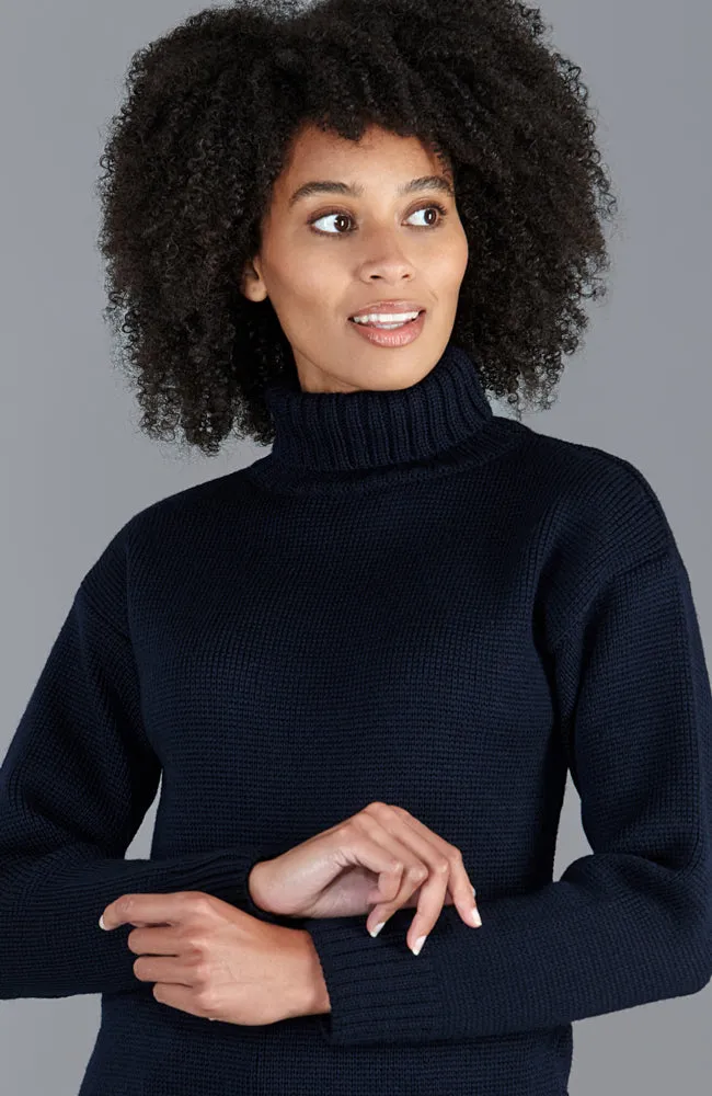 Womens Chunky Merino Wool Submariner Roll Neck Jumper