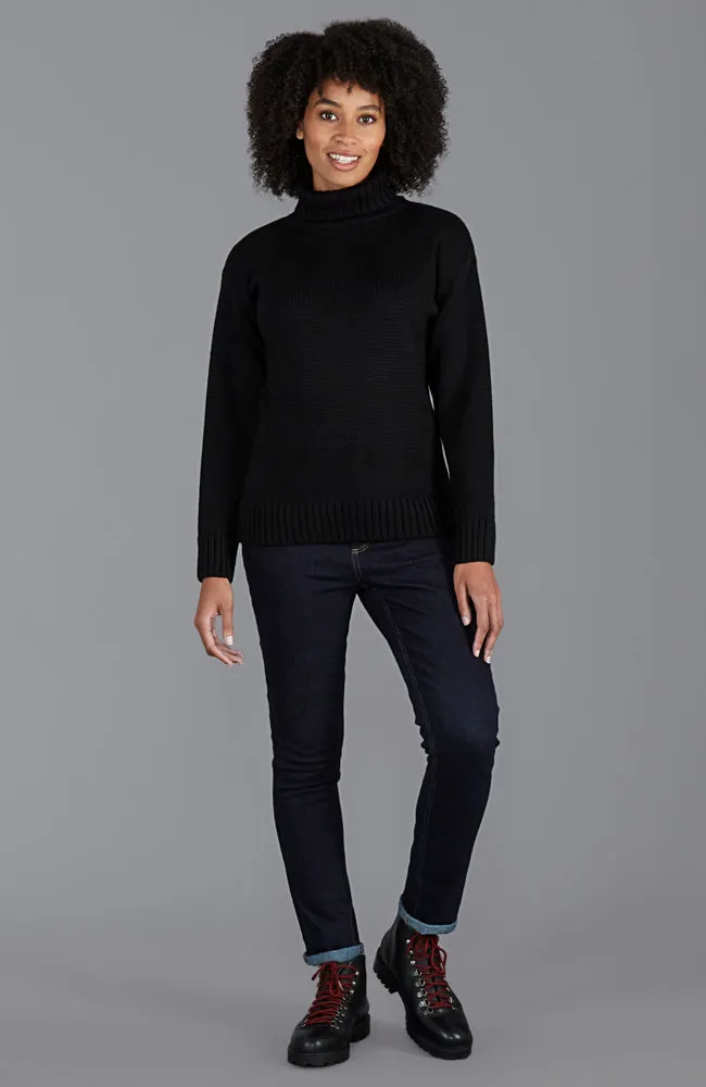 Womens Chunky Merino Wool Submariner Roll Neck Jumper