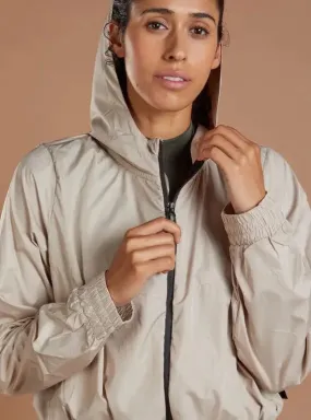 Women's Hooded Track Jacket - Light Beige