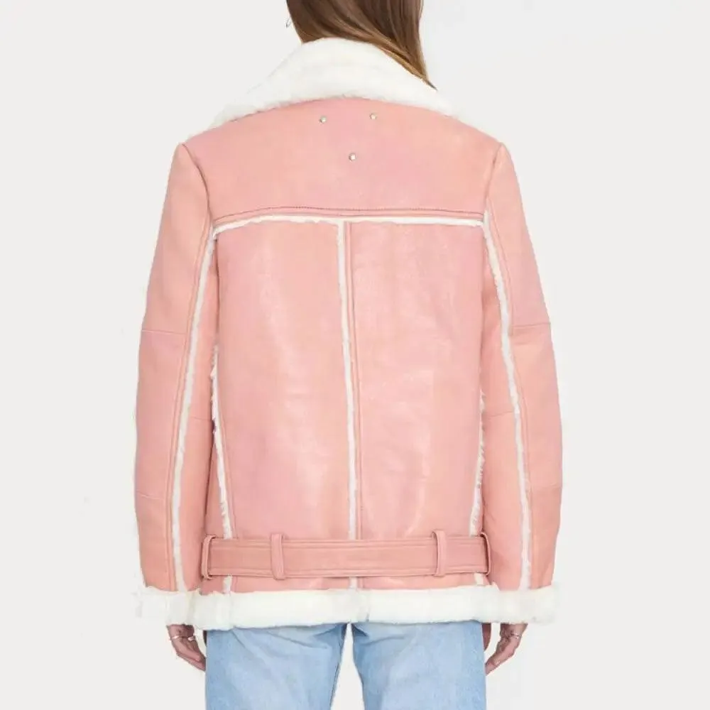 WOMEN’S ROSE BLOSSOM SHEARLING LEATHER JACKECT