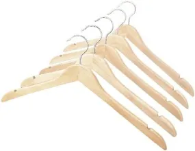 Wood Dress & Shirt Hanger – Natural Finish - Set of 5