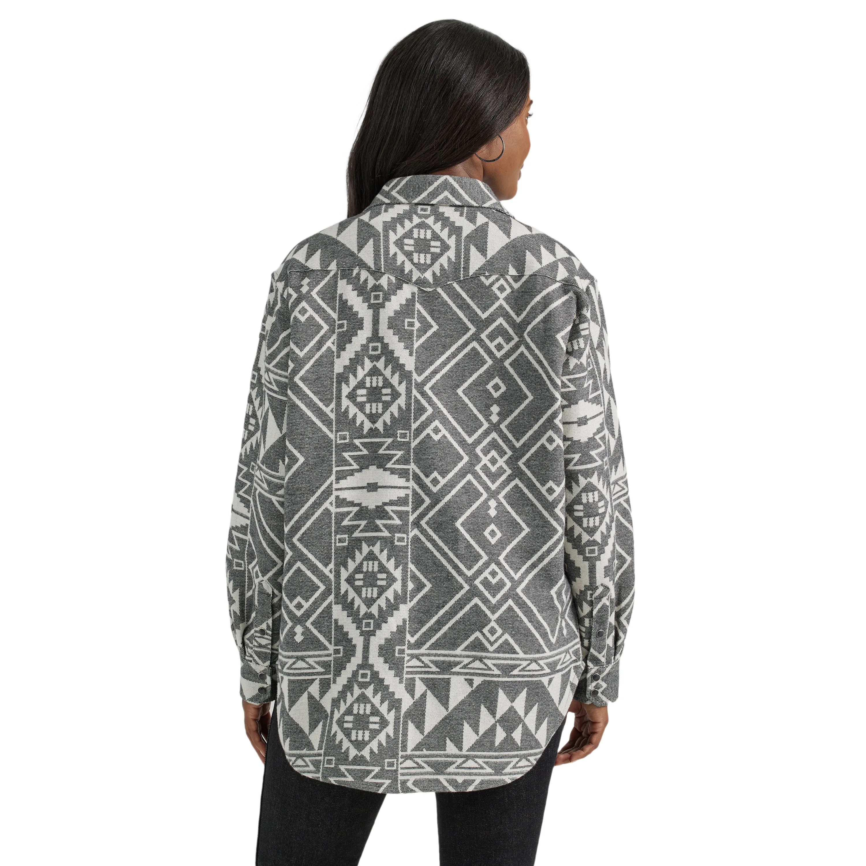 Wrangler Women's Black Jacquard Aztec Shacket