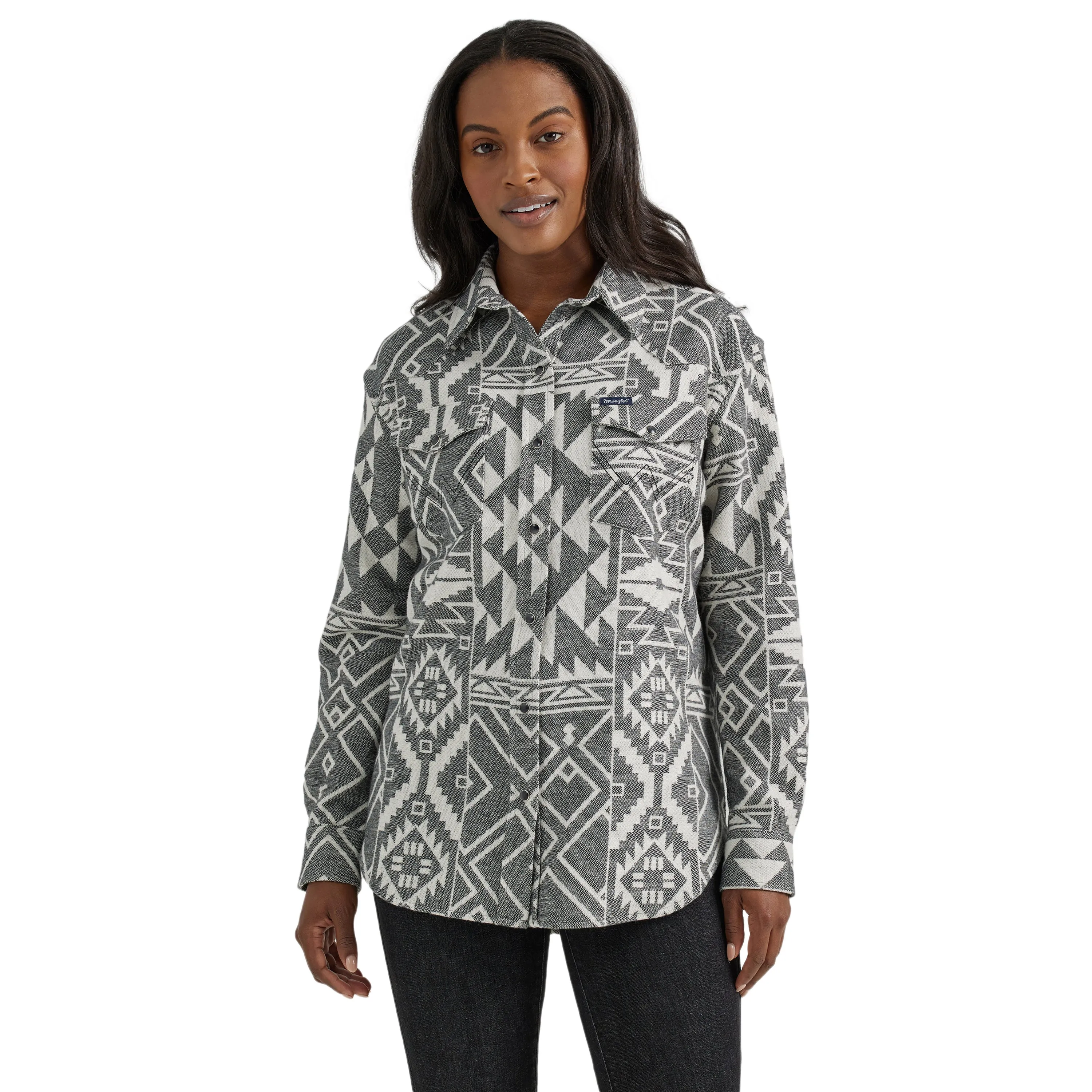 Wrangler Women's Black Jacquard Aztec Shacket