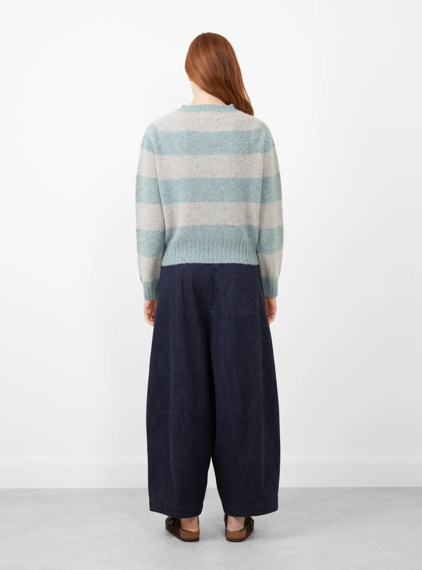 x Couverture Jets Stripe Crew Knit Ugie Pearl & Sea Pearl