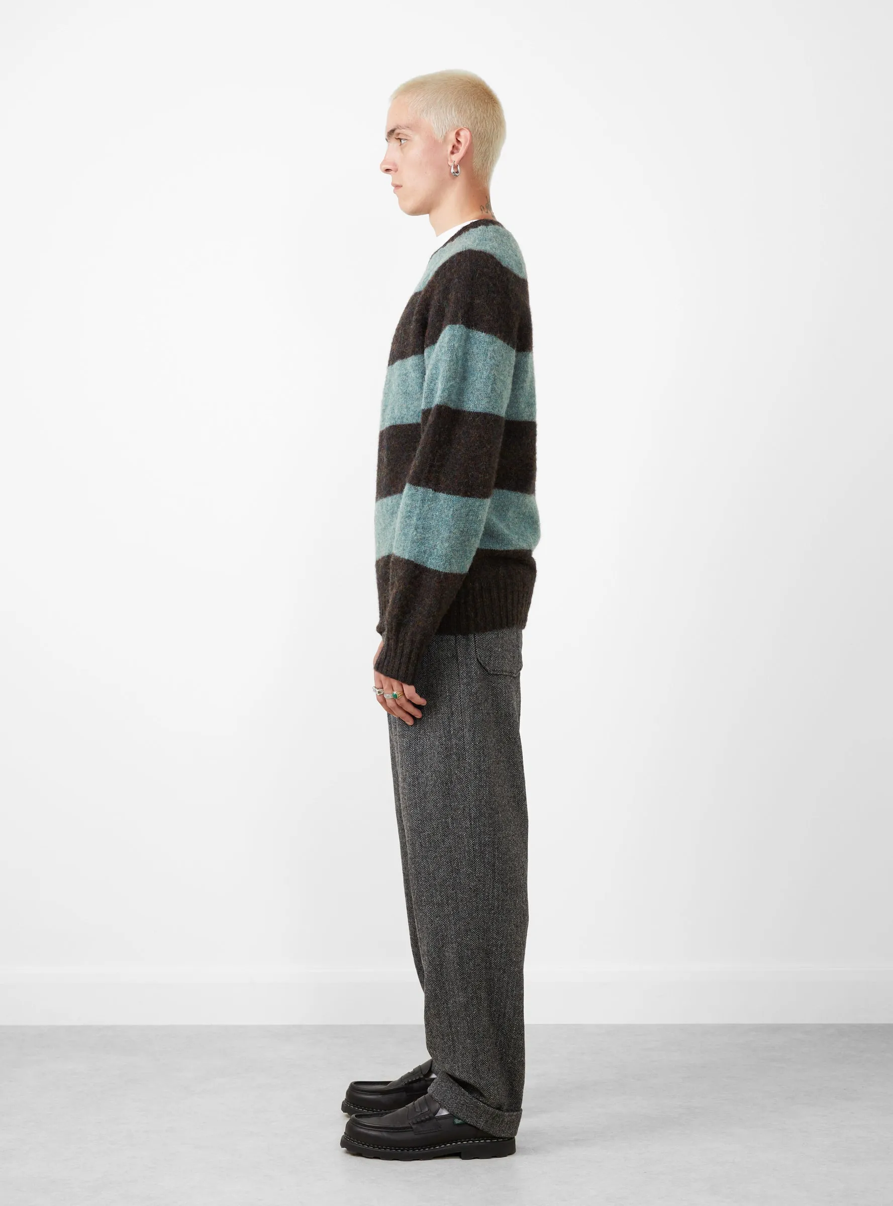 x The Garbstore Suedehead Stripe Jumper Midnight & Graphite Green