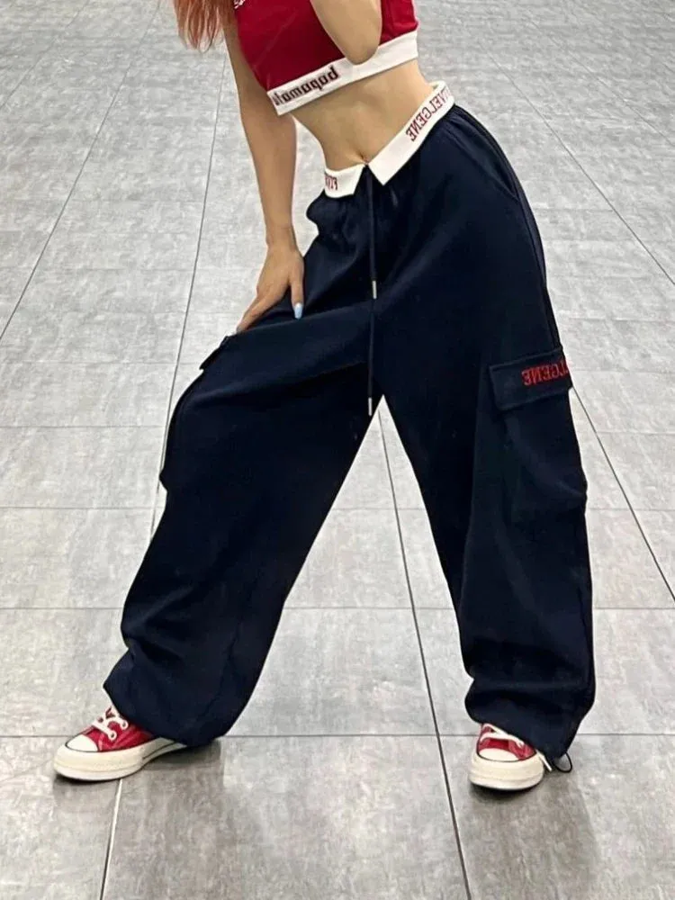 Y2k Baggy Cargo Pants Woman Wide Leg Hip Hop Vintage Embroidery Pants