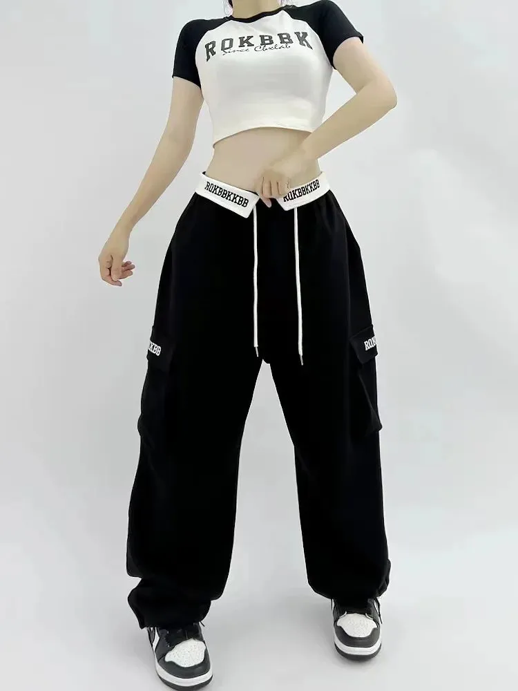 Y2k Baggy Cargo Pants Woman Wide Leg Hip Hop Vintage Embroidery Pants